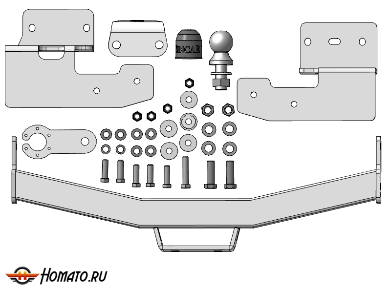 Фаркоп Mitsubishi Pajero Sport II 2008-2011 | шар FE - оцинкованный, нагрузка 100/2000 | ZincaR | ZM303FE