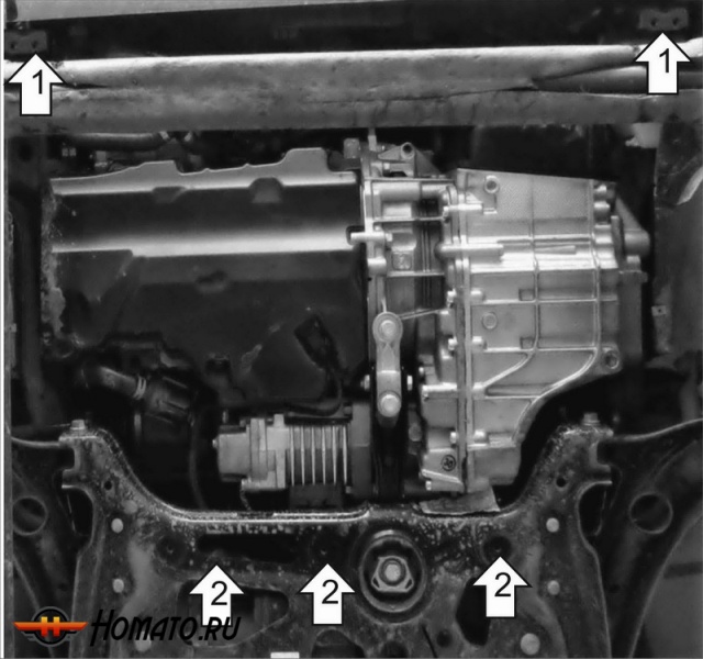 Защита картера Volkswagen Tiguan 2017-2023 | двигатель + КПП, 2 мм, сталь | MOTODOR | 72739