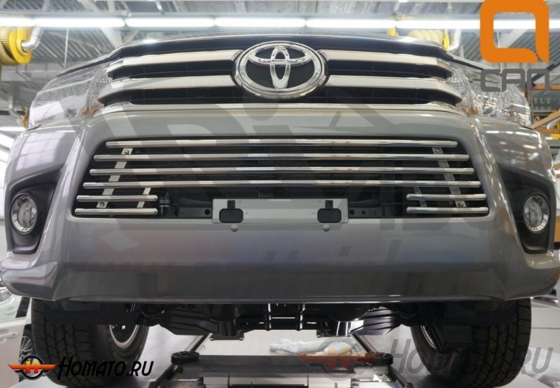 Решетка переднего бампера для Toyota Hilux 2015+ | нержавейка d16
