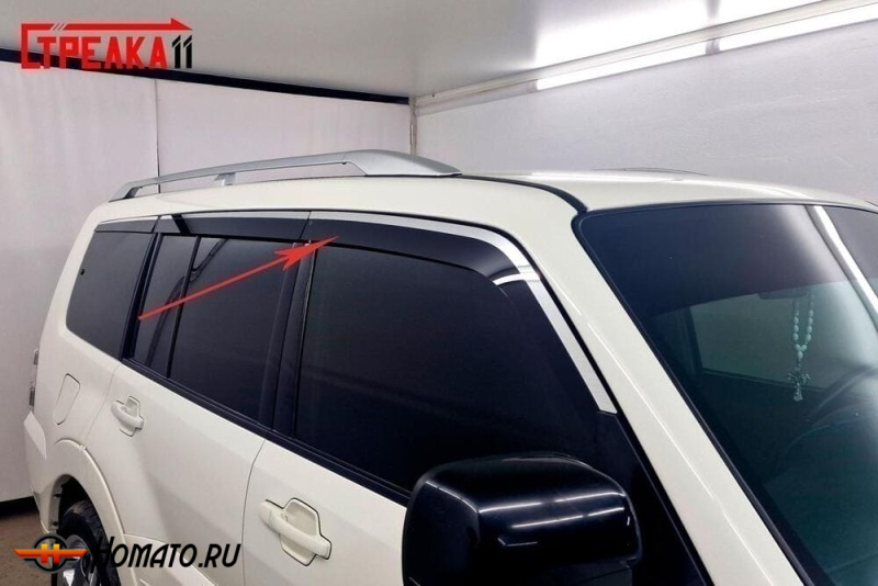 Дефлекторы Mitsubishi Pajero 4 2007+/2011+/2014+ | премиум, плоские, 2D