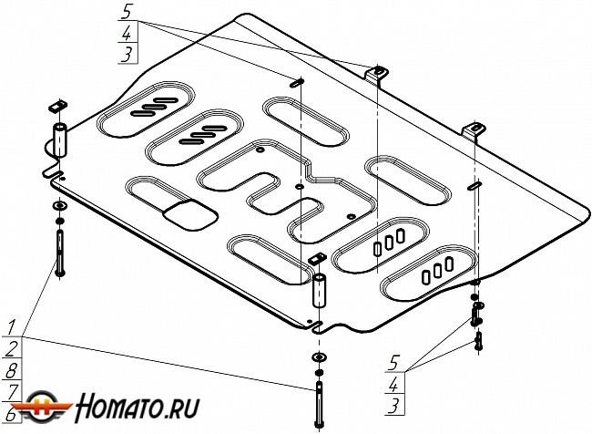 Защита картера Hongqi HS7 2 2023+ | двигатель + КПП, 2 мм, сталь | MOTODOR | 73910