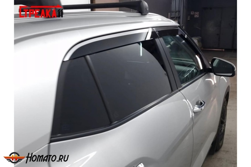 Дефлекторы Солярис HC 2024+ | с хром молдингом, из 4 частей, премиум, плоские, 2D