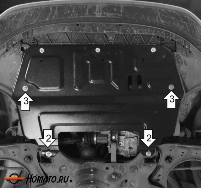 Защита картера Skoda Roomster 2006-2016 | двигатель + КПП, 1,5 мм, сталь | АвтоСтандарт | 52301
