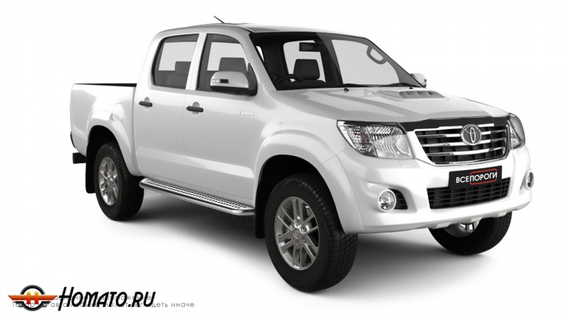 Пороги подножки Toyota Hilux 7 2005-2015 | алюминиевые или нержавеющие