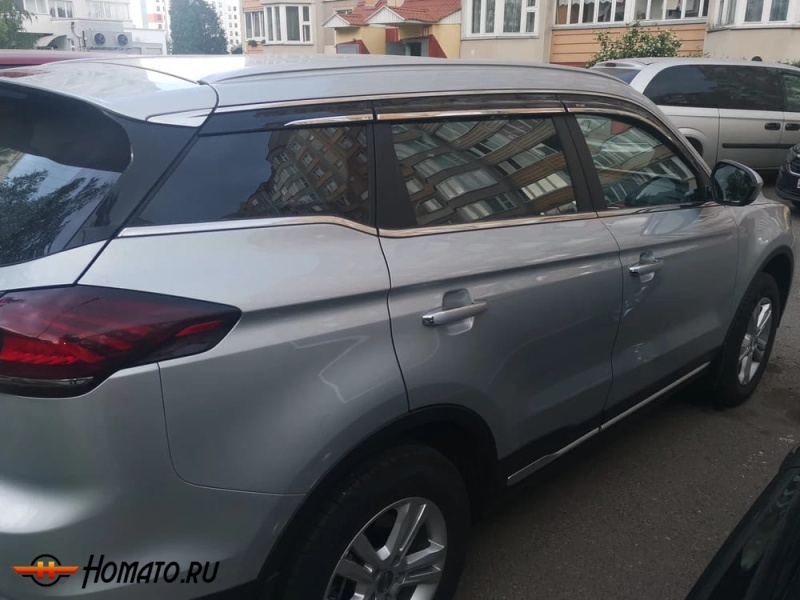 Премиум дефлекторы окон из 6 частей для Belgee X70 | с молдингом из нержавейки