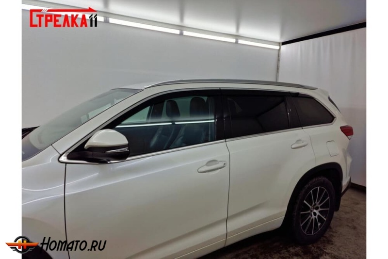 Дефлекторы Toyota Highlander 3 2013-2020 | премиум, плоские, 2D