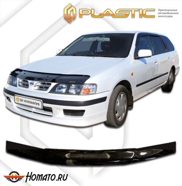 Дефлектор капота Nissan Primera седан 1997-2000 (WQP-11) | черный