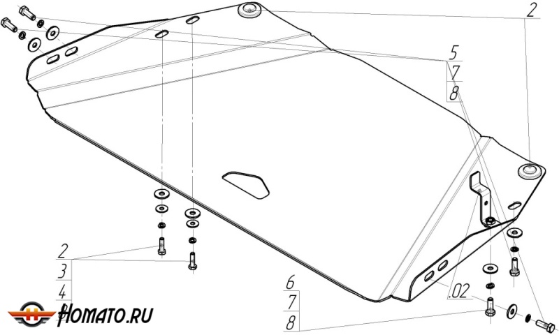 Защита картера Mitsubishi Pajero Sport II 2008-2011 | раздатка, 3 мм, сталь | MOTODOR | 11316