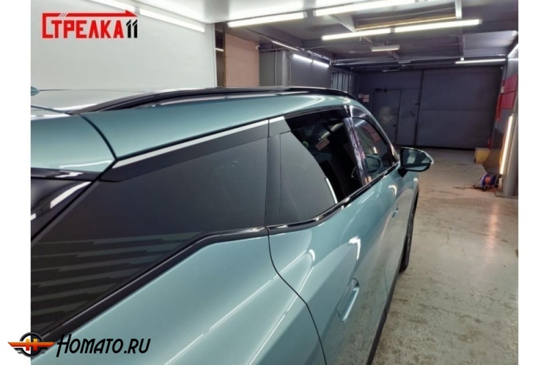 Дефлекторы Омода С7 | с хром молдингом, из 6 частей, премиум, плоские, 2D