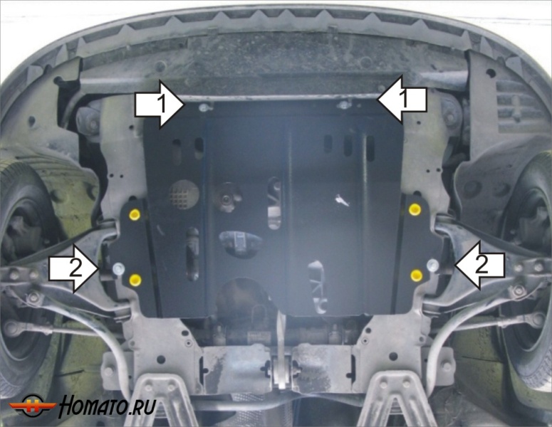 Защита картера Renault Symbol 2006-2008 | двигатель + КПП, 2 мм, сталь | MOTODOR | 71708