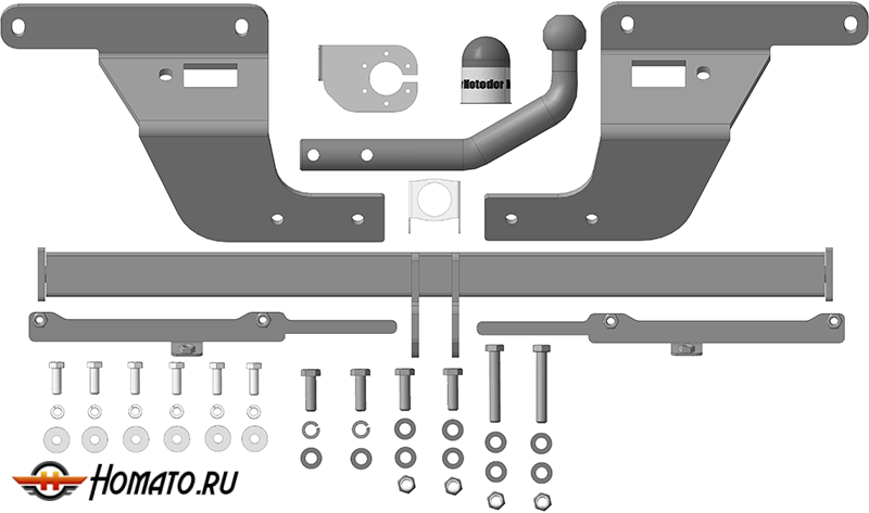 Фаркоп Ford Focus 2004-2007 | шар A - оцинкованный, нагрузка 75/1700 | MOTODOR | 90708-A