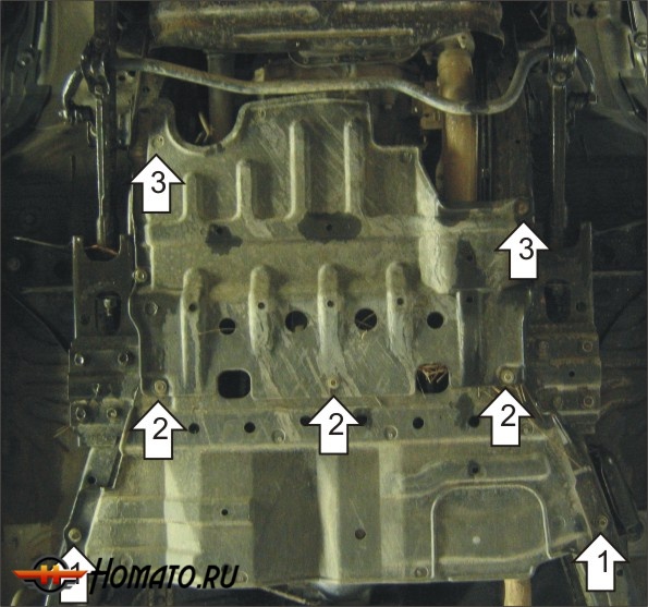 Защита картера Nissan Patrol 2003-2009 | КПП + раздатка, 2 мм, сталь | MOTODOR | 01422