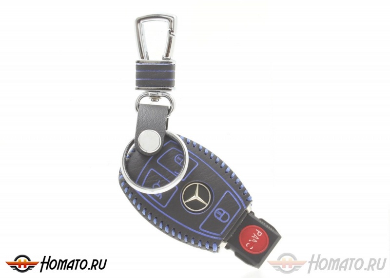 Чехол для ключа Mercedes (брелок) "String", цвет кожи: черный