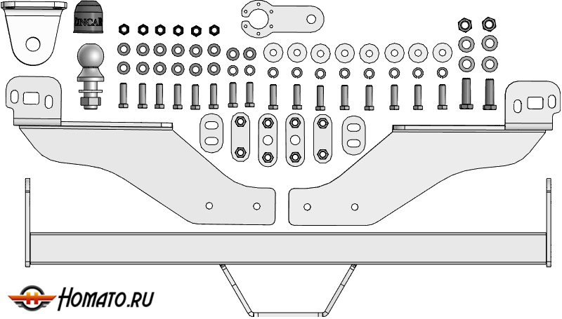 Фаркоп Jac T8Pro 2019- | шар FE - оцинкованный, нагрузка 100/2500 | ZincaR | ZJ101FE