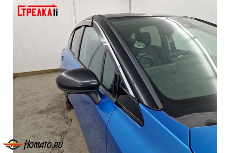 Дефлекторы Ниссан Аура 2021+/2024+ | с хром молдингом, из 8 частей, премиум, плоские, 2D