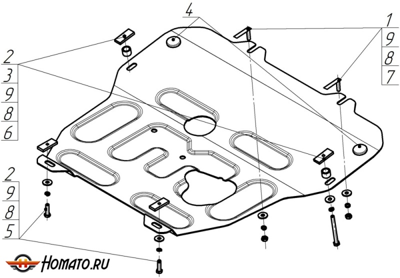 Защита картера Opel Astra Family 2010-2014 | двигатель + КПП, 2 мм, сталь | MOTODOR | 71501