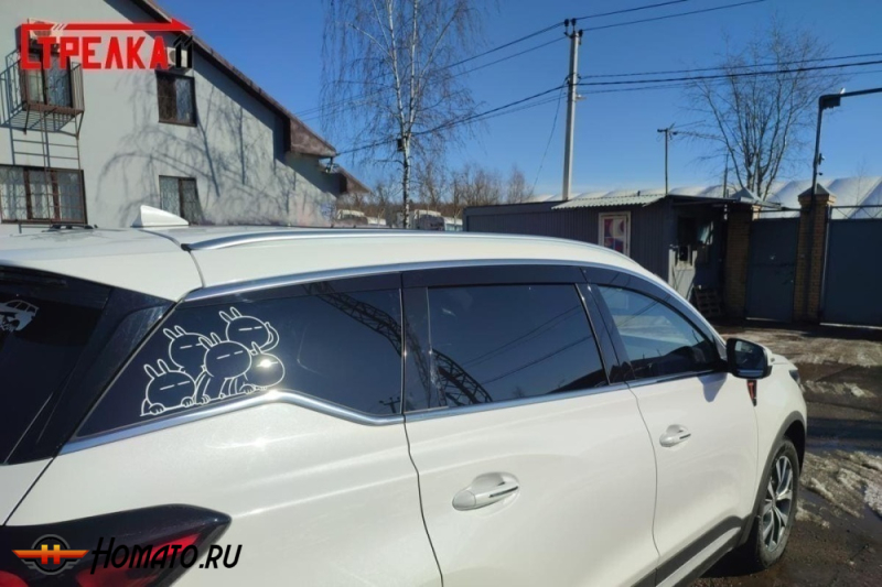 Дефлекторы Chery Tiggo 7 2019+ | из 6 частей, премиум, плоские, 2D