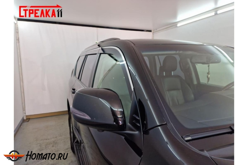 Дефлекторы Лексус GX460 2010-2022 | с хром молдингом, из 6 частей, премиум, плоские, 2D