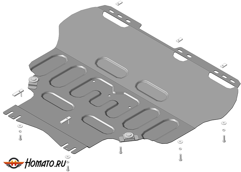 Защита картера Ford Focus 2004-2007 | двигатель + КПП, 2 мм, сталь | MOTODOR | 70747