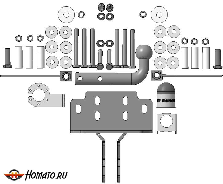 Фаркоп Toyota Land Cruiser 200 2007-2012 | шар A - оцинкованный, нагрузка 100/1800 | MOTODOR | 92512-A