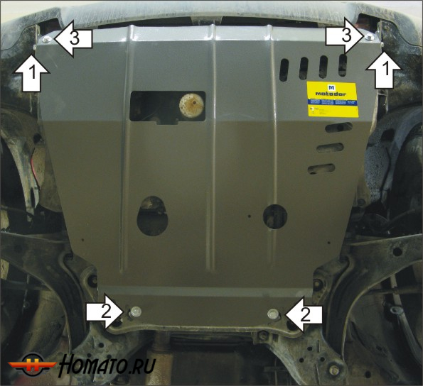 Защита картера Ford Escape 2001-2007 | двигатель + КПП, 2 мм, сталь | MOTODOR | 00738