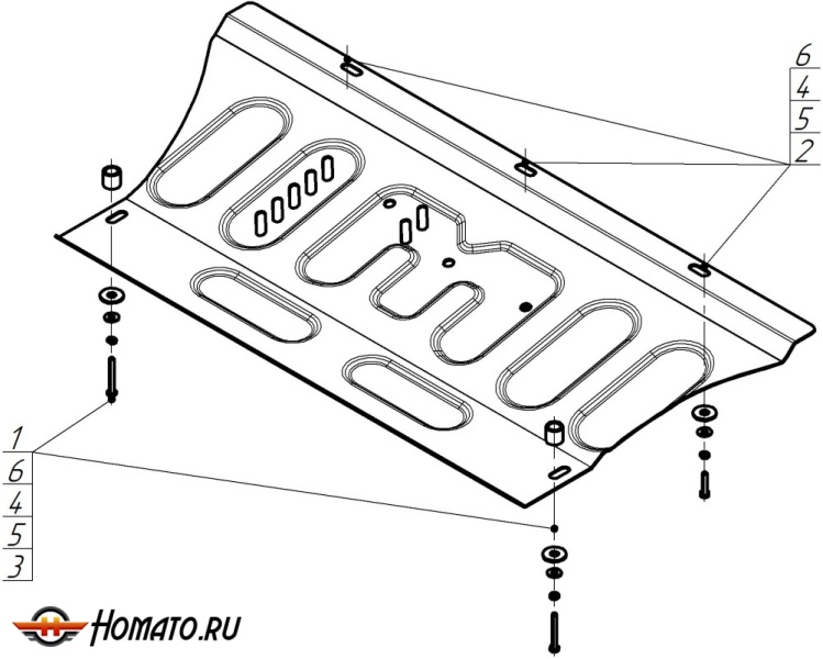 Защита картера Renault Scénic II 2006-2009 | двигатель + КПП, 2 мм, сталь | MOTODOR | 71710