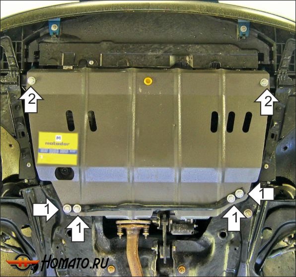 Защита картера Peugeot 207 2006-2012 | двигатель + КПП, 2 мм, сталь | MOTODOR | 71603