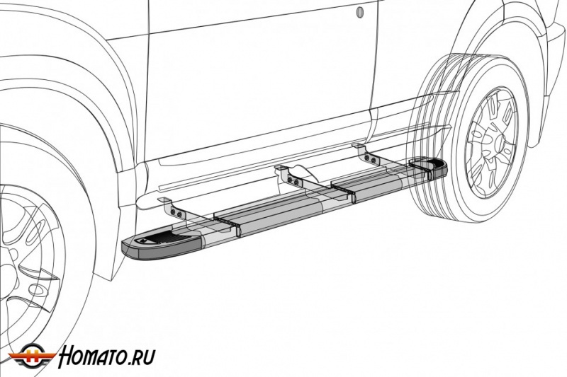 Пороги алюминиевые Mitsubishi Outlander 3 (2012-2022) | Slitkoff