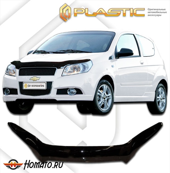 Дефлектор капота Chevrolet Aveo хэтчбэк 2008-2011 (T250) | черный