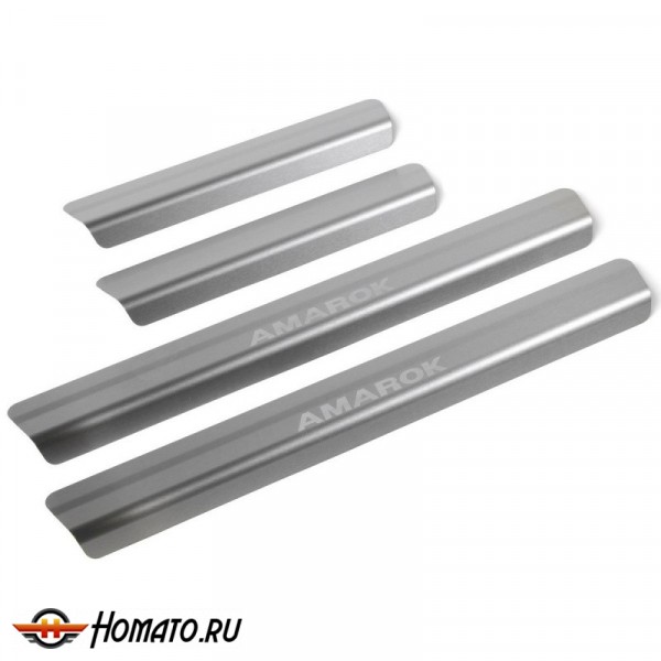 Накладки на пороги для Volkswagen Amarok 2016-2019 | нержавейка, Rival