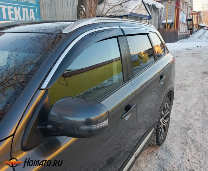 Премиум дефлекторы окон для Mitsubishi Outlander 4 2023+ | с молдингом из нержавейки