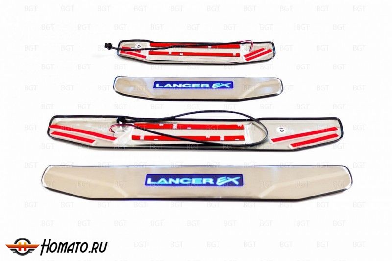 Накладки на пороги с LED подсветкой для Mitsubishi Lancer X (10)
