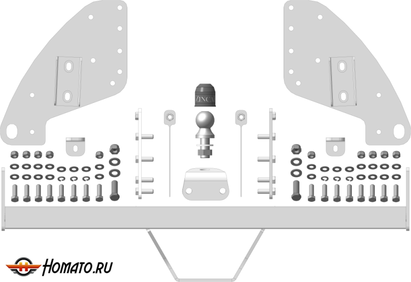 Фаркоп Mitsubishi L 200 2006-2014 | шар FE - оцинкованный, нагрузка 120/3000 | ZincaR | ZM301FE