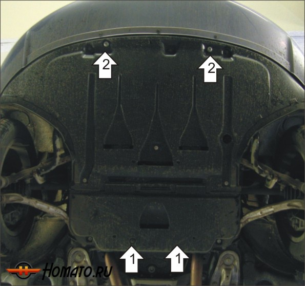 Защита картера Audi A6 2004-2008 | двигатель + КПП, 2 мм, сталь | MOTODOR | 00118