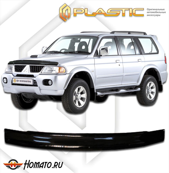 Дефлектор капота Mitsubishi Pajero Sport 1 1997-2008 | черный