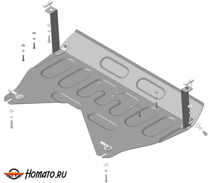 Защита картера Hyundai ix35 2010-2015 | двигатель + КПП, 2 мм, сталь | MOTODOR | 70904