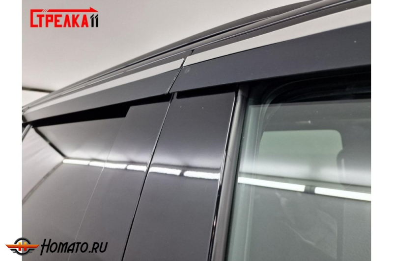 Дефлекторы Кадиллак Эскалейд 5 2020+/2024+ | с хром молдингом, из 6 частей, премиум, плоские, 2D