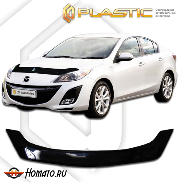 Дефлектор капота Mazda 3 BL седан 2009-2013 | черный