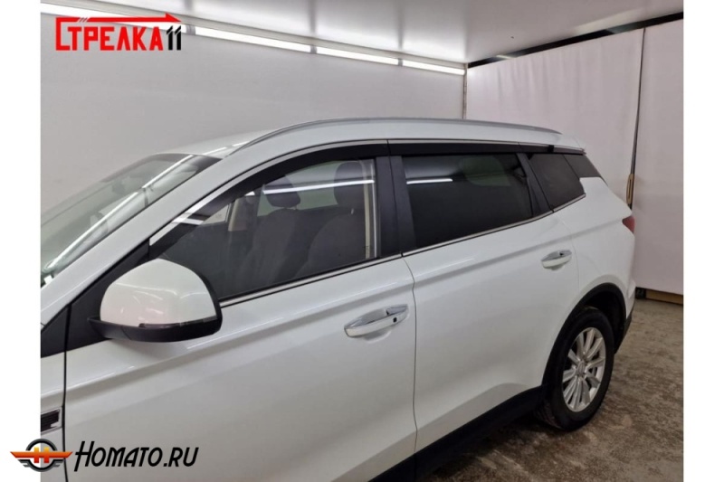 Дефлекторы VGV U70 Pro | с хром молдингом, из 6 частей, премиум, плоские, 2D