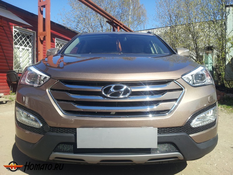 Защита радиатора для Hyundai Santa Fe (2012-2015) дорестайл | Премиум