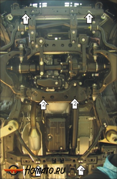 Защита картера Toyota Land Cruiser Prado 150 2009-2014 | двигатель + передний дифференциал + КПП, 3 мм, сталь | MOTODOR | 12510