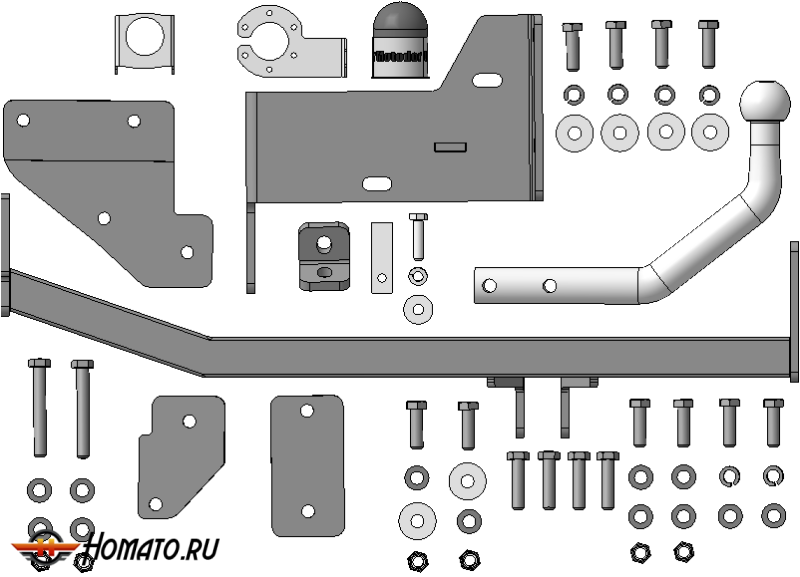 Фаркоп KIA Rio X-Line 2017-2020 | шар A - оцинкованный, нагрузка 75/1200 | MOTODOR | 91005-A