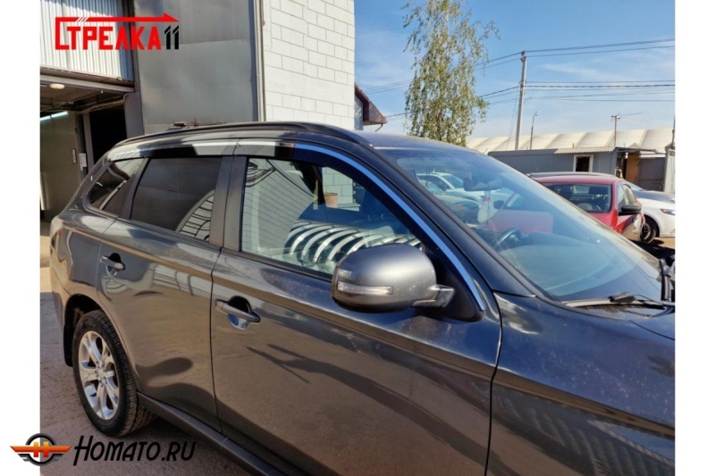 Дефлекторы Mitsubishi Outlander 3 2012-2022 | премиум, плоские, 2D