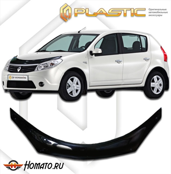 Дефлектор капота Renault Sandero / Stepway 2010-2014 (BS11, BS1Y) | exclusive, черный