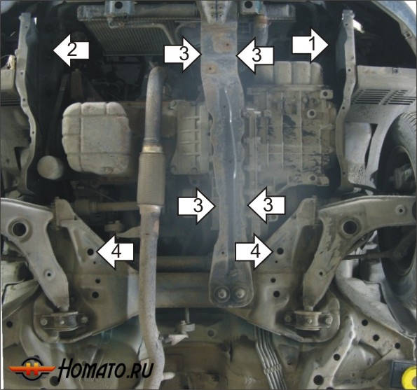 Защита картера Mitsubishi Carisma 1995-2006 | двигатель + КПП, 2 мм, сталь | MOTODOR | 01306