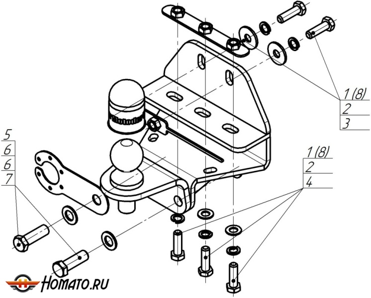 Фаркоп Toyota Land Cruiser 300 2021- | шар FE - оцинкованный, нагрузка 100/3000 | MOTODOR | 92524-FE