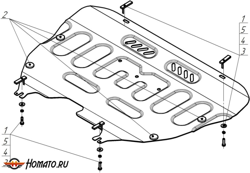 Защита картера Ford Mondeo V 2015-2019 | двигатель + КПП, 2 мм, сталь | MOTODOR | 70703