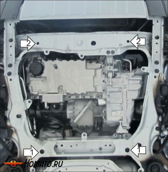 Защита картера Volvo XC90 2002-2015 | двигатель + КПП, 2 мм, сталь | MOTODOR | 72603
