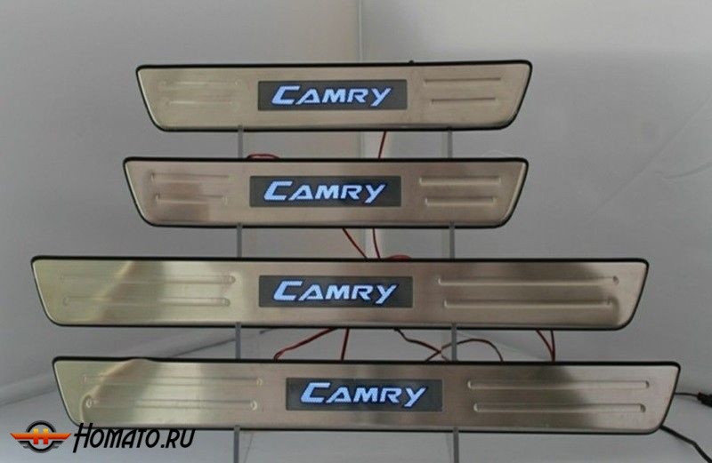 Накладки на дверные пороги с LED подстветкой, нерж. для TOYOTA Camry