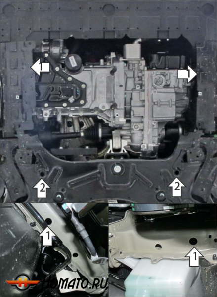 Защита картера Belgee S50 2025+ | двигатель + КПП, 2 мм, сталь | MOTODOR | 74204